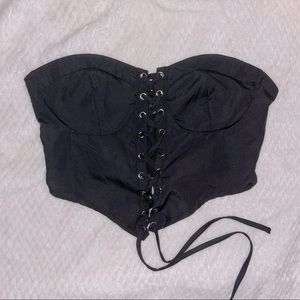NWOT Black Lace Up Corset Top